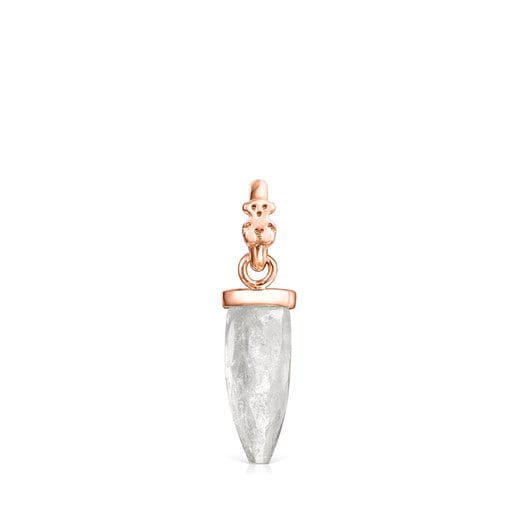 Tiny prism Pendant in Rose Silver Vermeil with Quartz