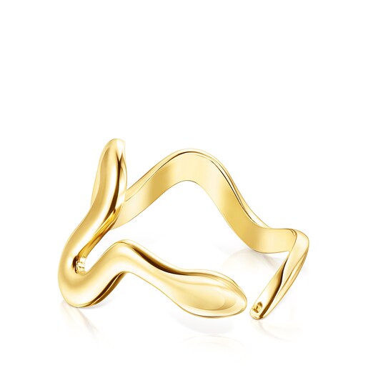 Anello Snake con placcatura in oro 18 kt su argento Fragile Nature