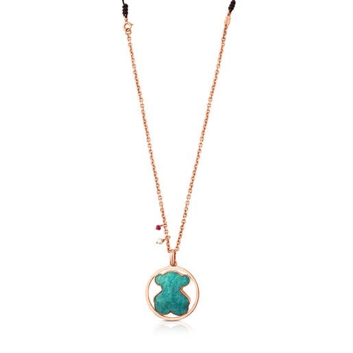 Rose Vermeil Silver Camille Necklace with Amazonite, Ruby and Pearl