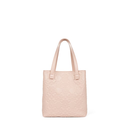 Small colored pink Leather Mossaic Tote bag