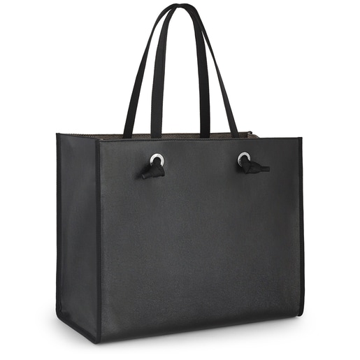Large Metallic Black Amaya Shopping Bag