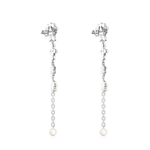 Lange Ohrringe Real Sisy aus Silber mit Perlen
