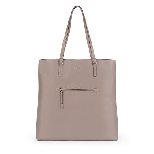 Large taupe Leather Tulia Shopping bag