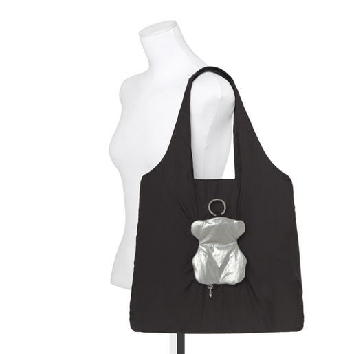 Sac shopping Salsi ourson pliable noir et argent