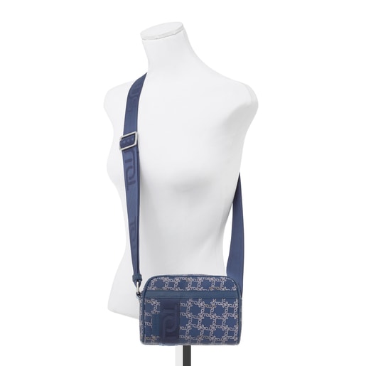 حقيبة TOUS Logogram صغيرة ذات حزام يلتف حول الجسم باللون الأزرق الداكن