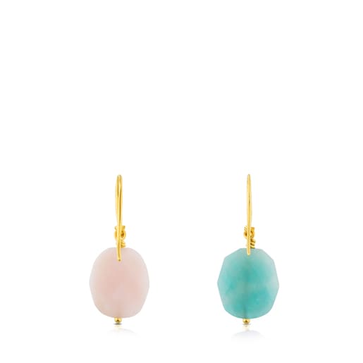 Boucles d’oreilles Terra en argent vermeil avec amazonite et opale