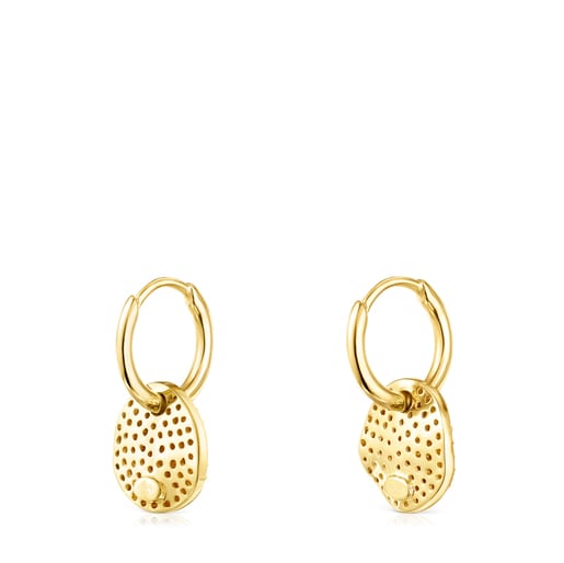 Short Gold Nenufar Earrings with Diamonds
