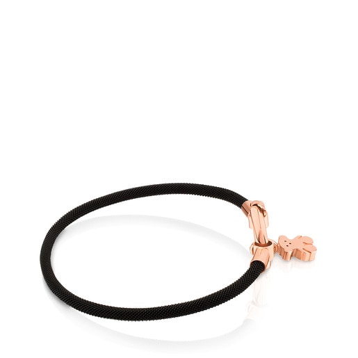Pulsera pequeña Hold con baño de oro rosa 18 kt sobre plata y acero