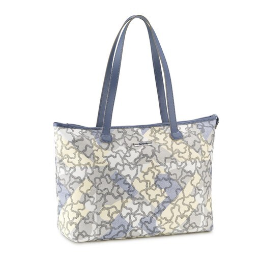Multi-denim colored Canvas Kaos Post Tote bag