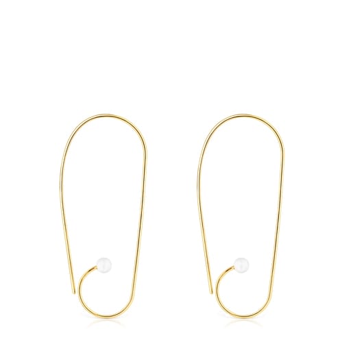 Long Silver Vermeil Nenufar Earrings with Pearls | TOUS