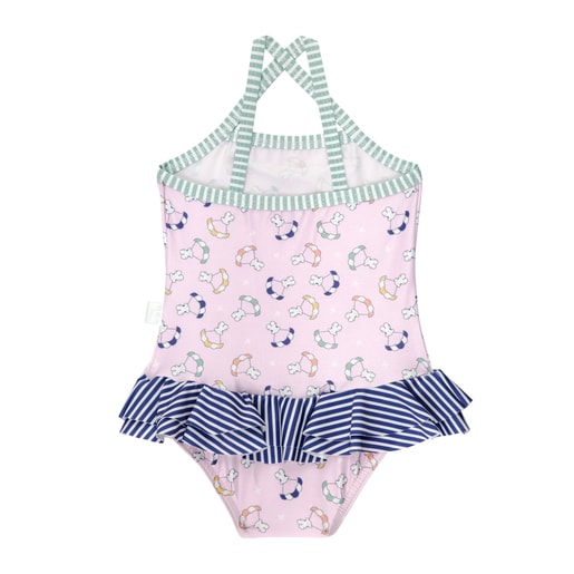 Flying crossover straps bathing costume in pink