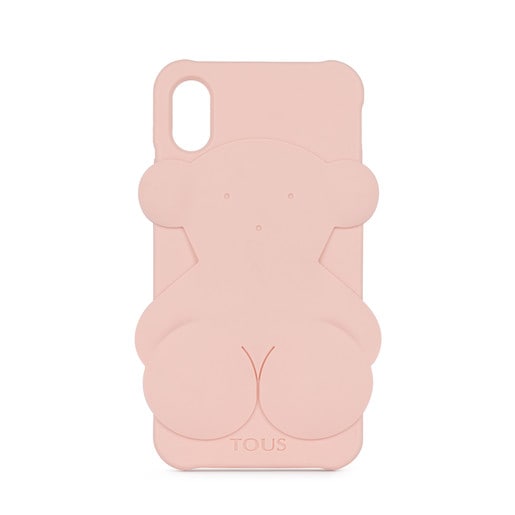 Capa para telemóvel iPhone X Rubber Bear na cor rosa 