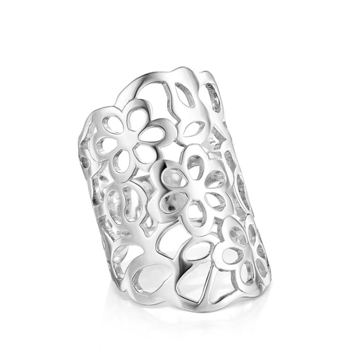 Silver TOUS Antic Ring with openwork flowers