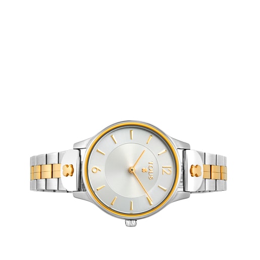 Tous Len - Zegarek ze stali szlachetnej w kolorze srebrnym z elementami w kolorze żółtego złota