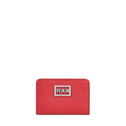 Small red Leather T Script Wallet