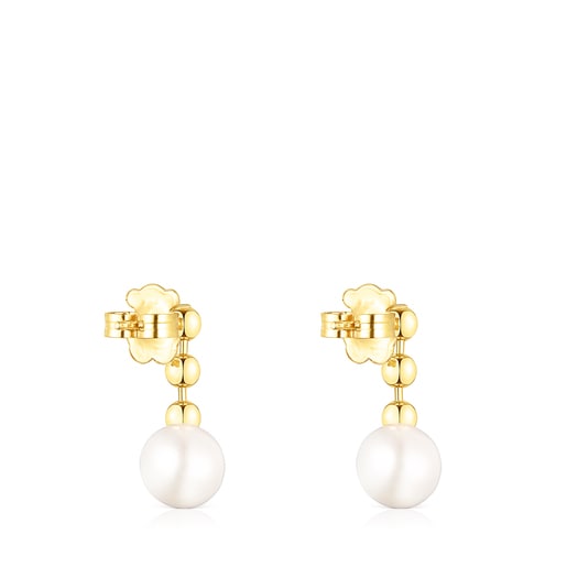 Short Silver Vermeil Gloss ball Earrings with Pearl