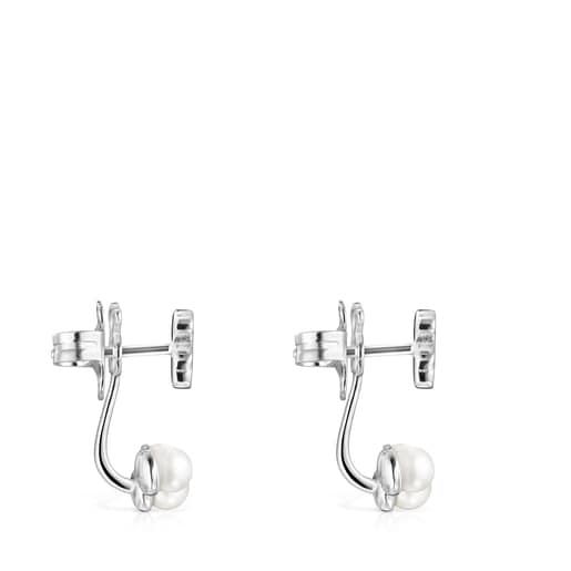 Short Nocturne Silver Earrings with Pearls | TOUS