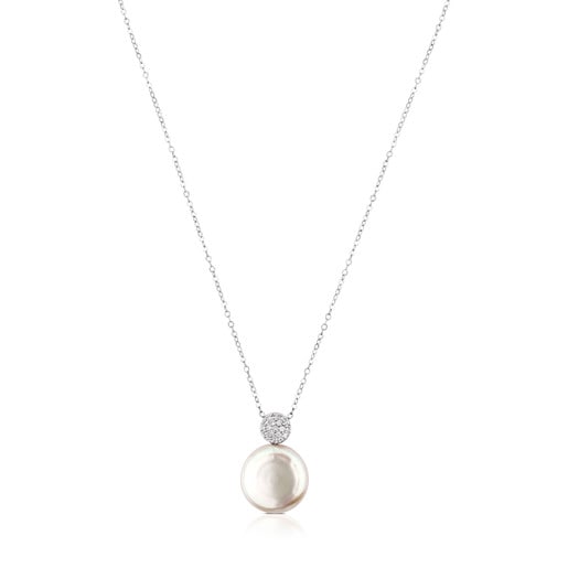 White Gold Alecia Necklace with Diamond and Pearl