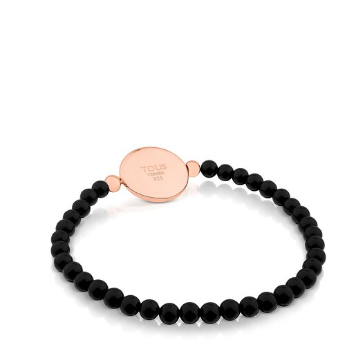 Rose Vermeil Silver Camee Bracelet with Onyx 
