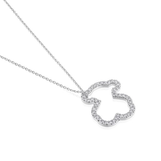 White Gold TOUS Icon Gems Necklace with Diamonds 1,6cm. Bear motif