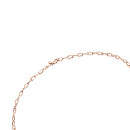 Enge Halskette TOUS Chain aus rosa Vermeil-Silber mit ovalen Kettengliedern