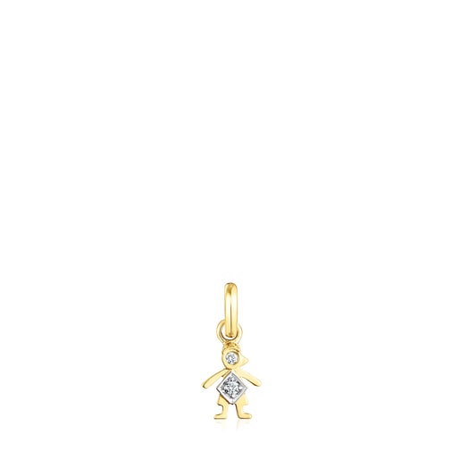 Pendentif TOUS Mama petit garçon en Or et Diamants