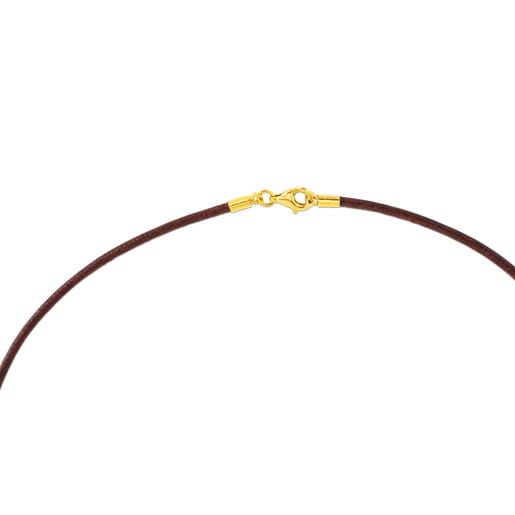 45 cm brown 2 mm Leather TOUS Chokers Choker with Gold Clasp.