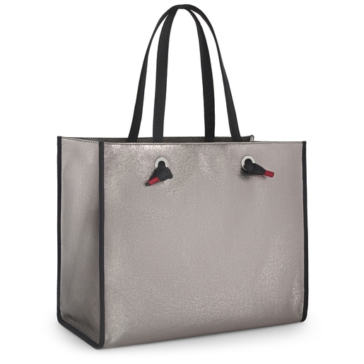 Large Metallic Grey Amaya Shopping Bag