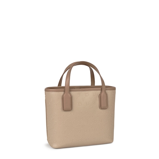 Small taupe colored Script Day Tote bag