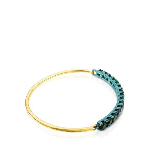 ATELIER Titanium Bangle with Gold and Diopsides