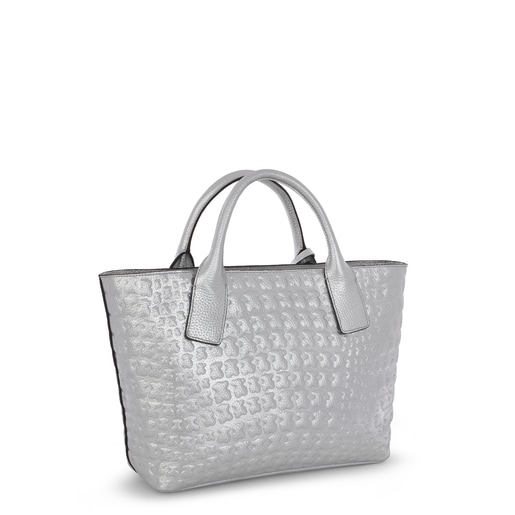 Sac cabas Sherton argent en cuir