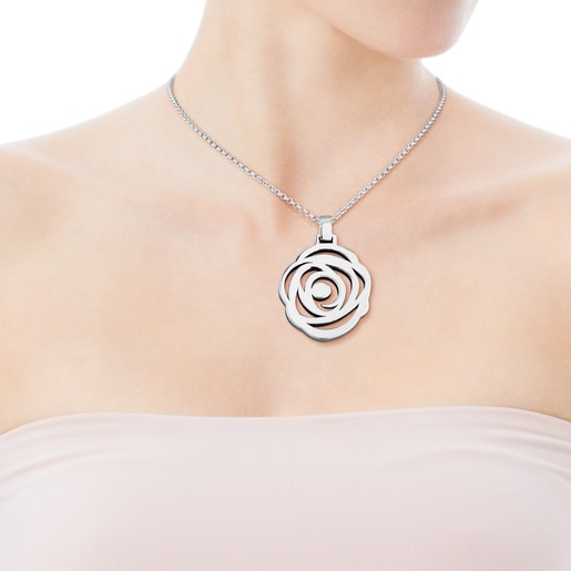 Silver Rosa de Abril Pendant