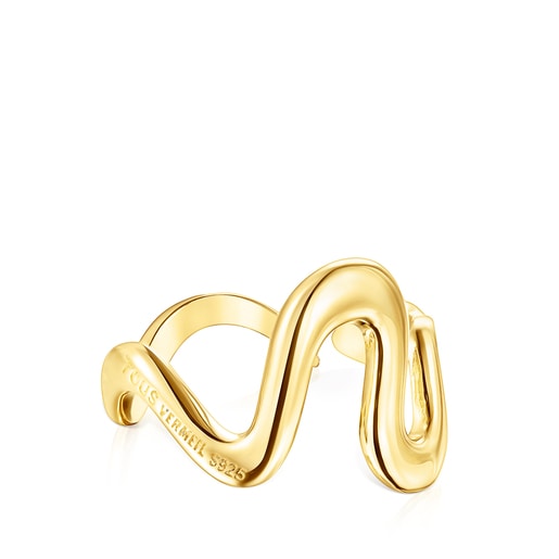 Anello Snake con placcatura in oro 18 kt su argento Fragile Nature