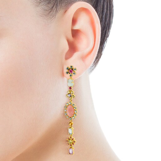 Gold Mini Teatime Earrings with Gemstones