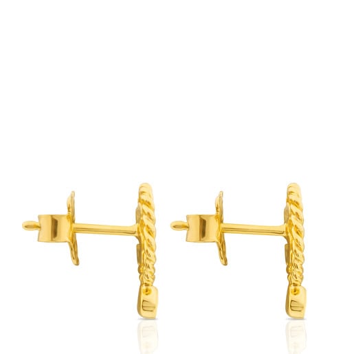 Vermeil Silver Camee Earrings with Spinel