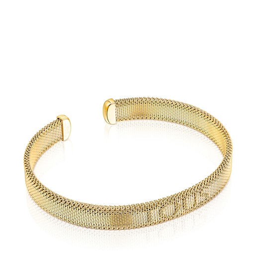 Gold-colored IP Steel Bracelet embossed TOUS Mesh | TOUS