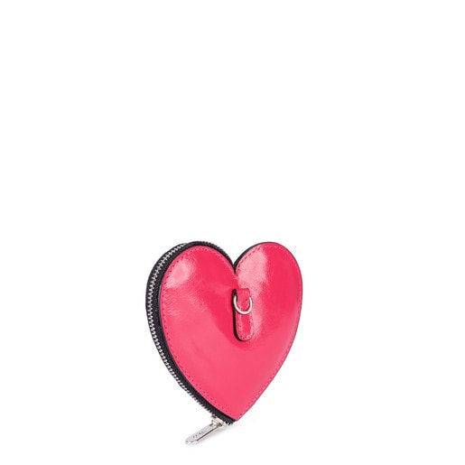 محفظة نقود Tulia Crack عليها صورة قلب من الجلد باللون الفوشيا