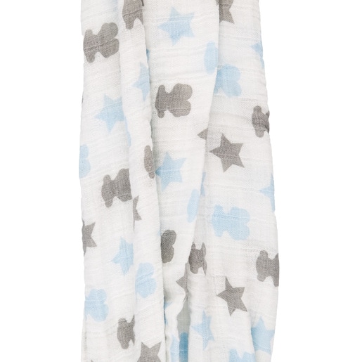 Muse muslin blanket with gauze cover in sky blue