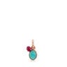Rose Vermeil Silver Tiny Pendant with Amazonite and Ruby