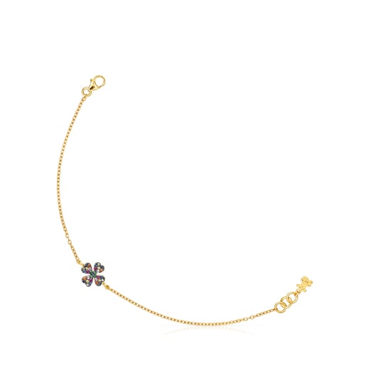 Silver Vermeil TOUS Good Vibes clover Bracelet with Gemstones | TOUS