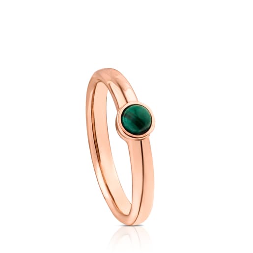 Bague Super Power en Argent Vermeil rose avec Malachite