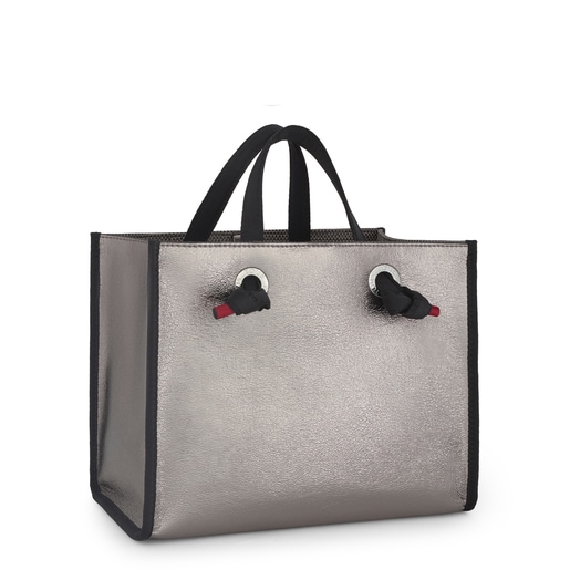 Mittelgroße Shopping-Tasche Amaya in Grau-Metallic