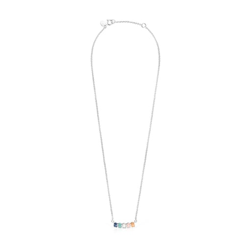 Collana in Argento con Mini Gemme Colorate