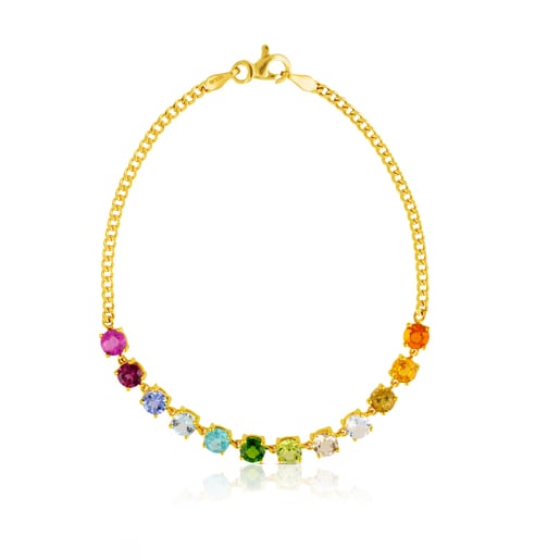 Gold Mix Color Bracelet with 12 multicolor gemstones