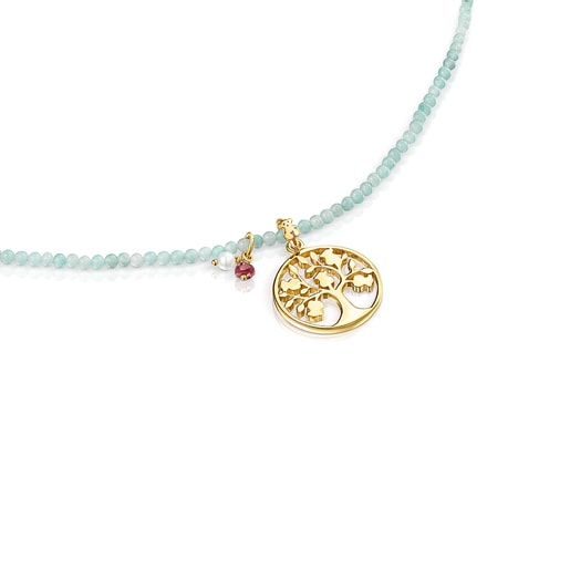 Collana albero con placcatura in oro 18 kt su argento e quarziti TOUS Good Vibes