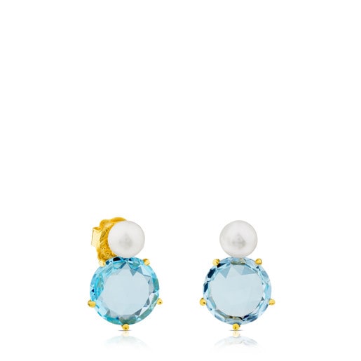 Ivette Earrings in Gold with Topaz and Pearl