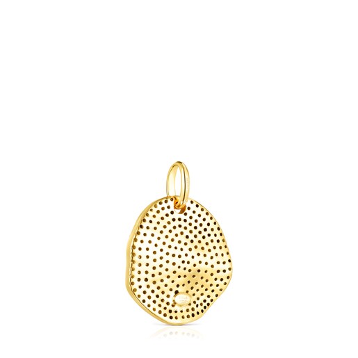 Large Silver Vermeil Nenufar Pendant with Diamonds