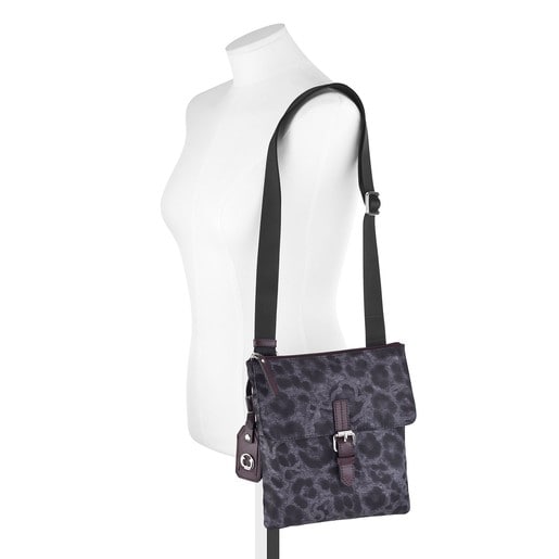 Anthracite colored Canvas Kaos Leopard Crossbody bag