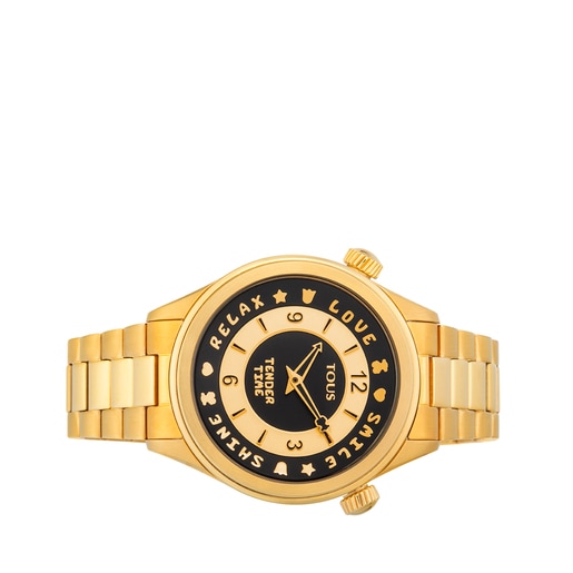 Gold-colored IP Steel Tender Time Watch with rotating bevel | TOUS