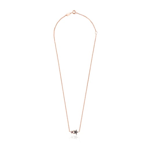 Rose Silver Vermeil Teddy Bear Stars Necklace with Spinel and Ruby | TOUS